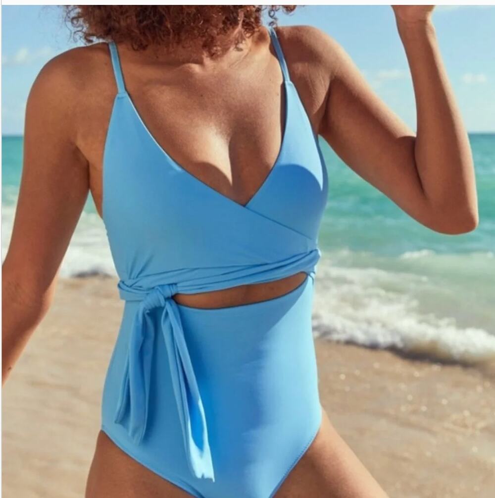 Aerie Blue Wrap One Piece Size Medium